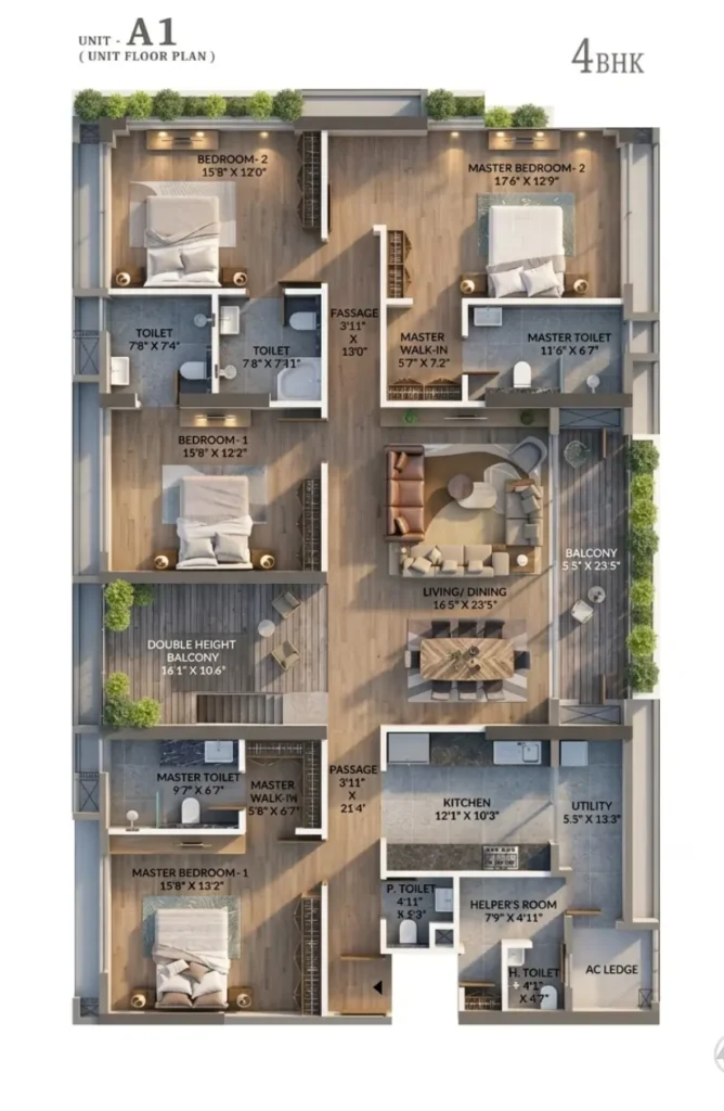4 BHK floor plan of Primarc Aahana project